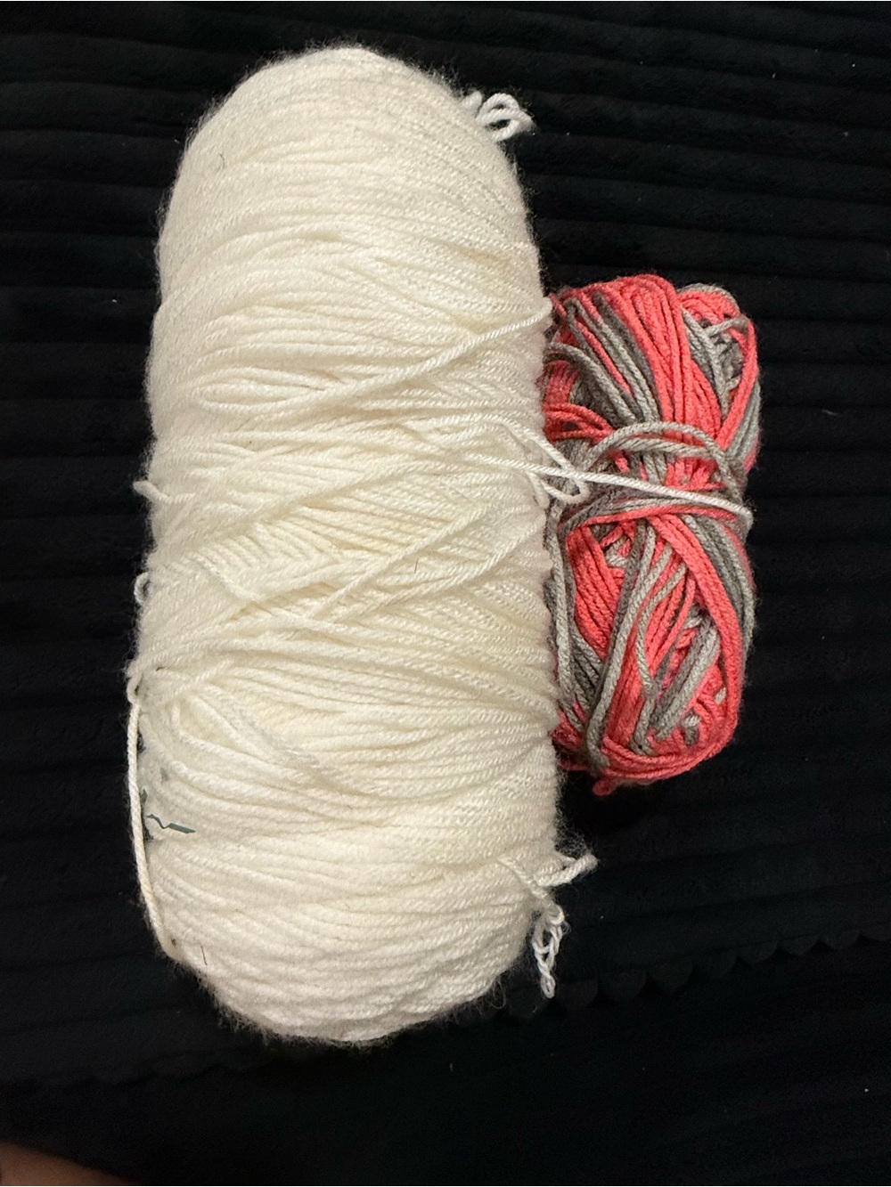 Cream and Coral Gray Yarn Bundle